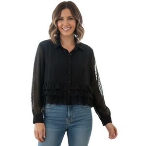 Black Ruffled Women's Top size X-Large